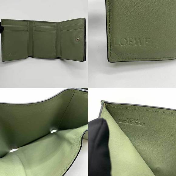 Loewe Loewe Leather Trifold Compact Wallet Green Leather Short Wallet - Picture 5 of 5
